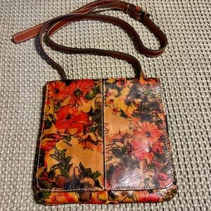 Patricia Nash Floral Crossbody in Orange, Tan and Green
